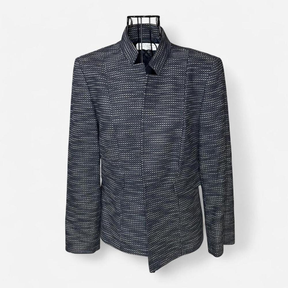Tahari Arthur S. Levine Petite 12P Navy Blue & White Textured Tweed Blazer